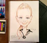 Шарж Ники цветными мелками на свадьбе
