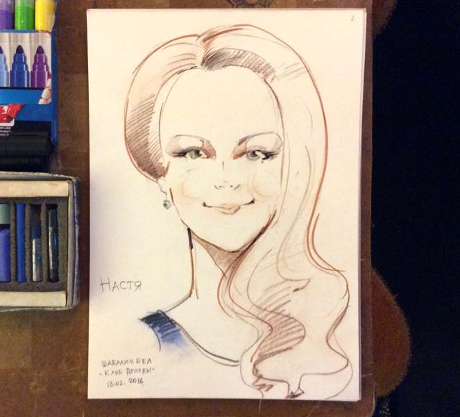 Шарж Насти пастелью от Мишеля