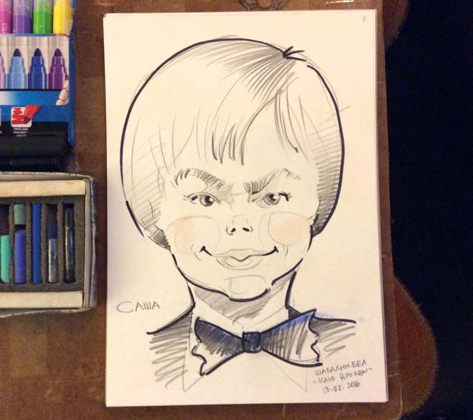 Шарж Саши маркером и пастелью от шаржиста Михаила Шабалина