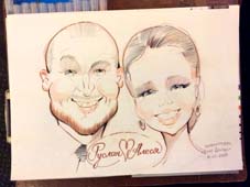 Шарж цветными мелками молодоженов Руслана и Алеси
