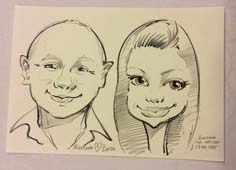 Шарж простым карандашом Максима и Виты от шаржиста Михаила Шабалина