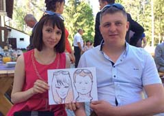 Катя и Саша с нетерпением дождались свой персональный шарж