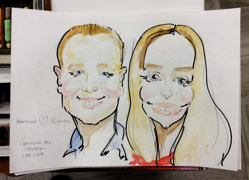 Изображение Николая и Марины пастелью