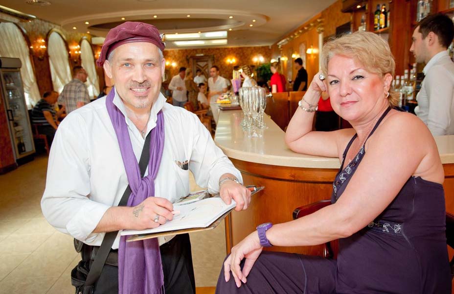 шаржист на свадьбу в ресторане Самбия